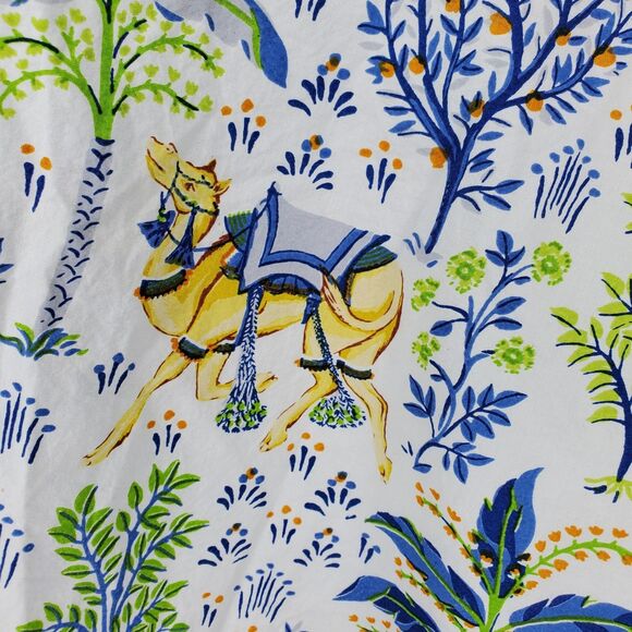 Print Fresh Button Pajama Shirt Women Medium Organic Cotton Camel Floral - Picture 6 of 12